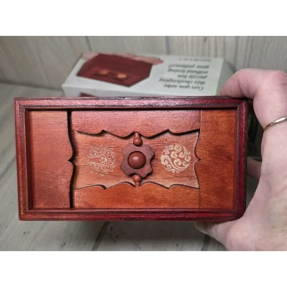 Bits and Pieces Wooden Puzzle Box Camouflage Your Cash Money Holder NIB